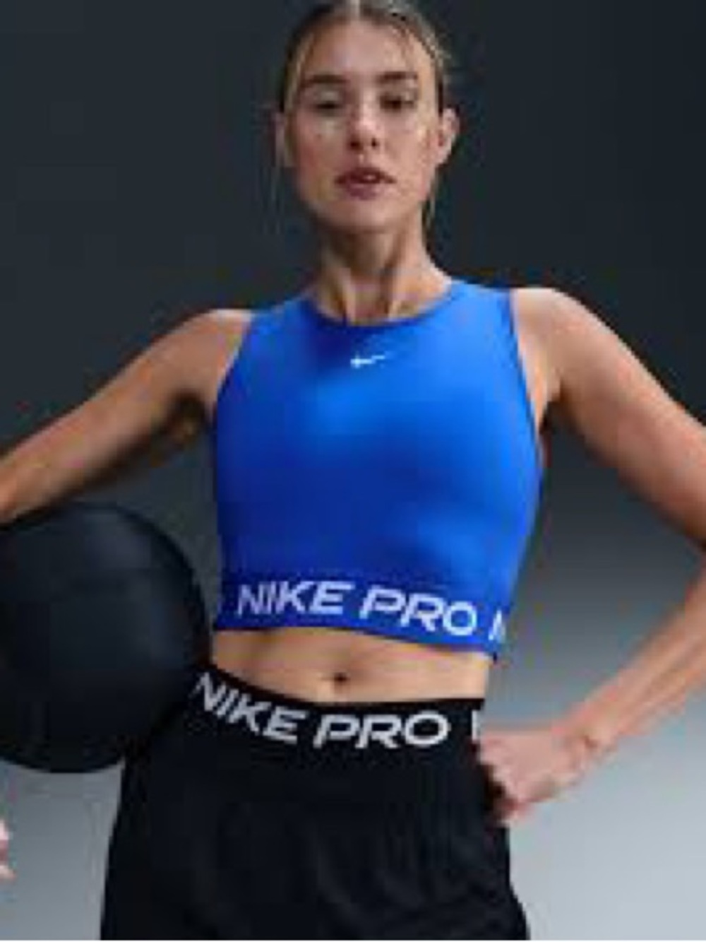 Nike Blue High-Neck Cropped Sports Tank